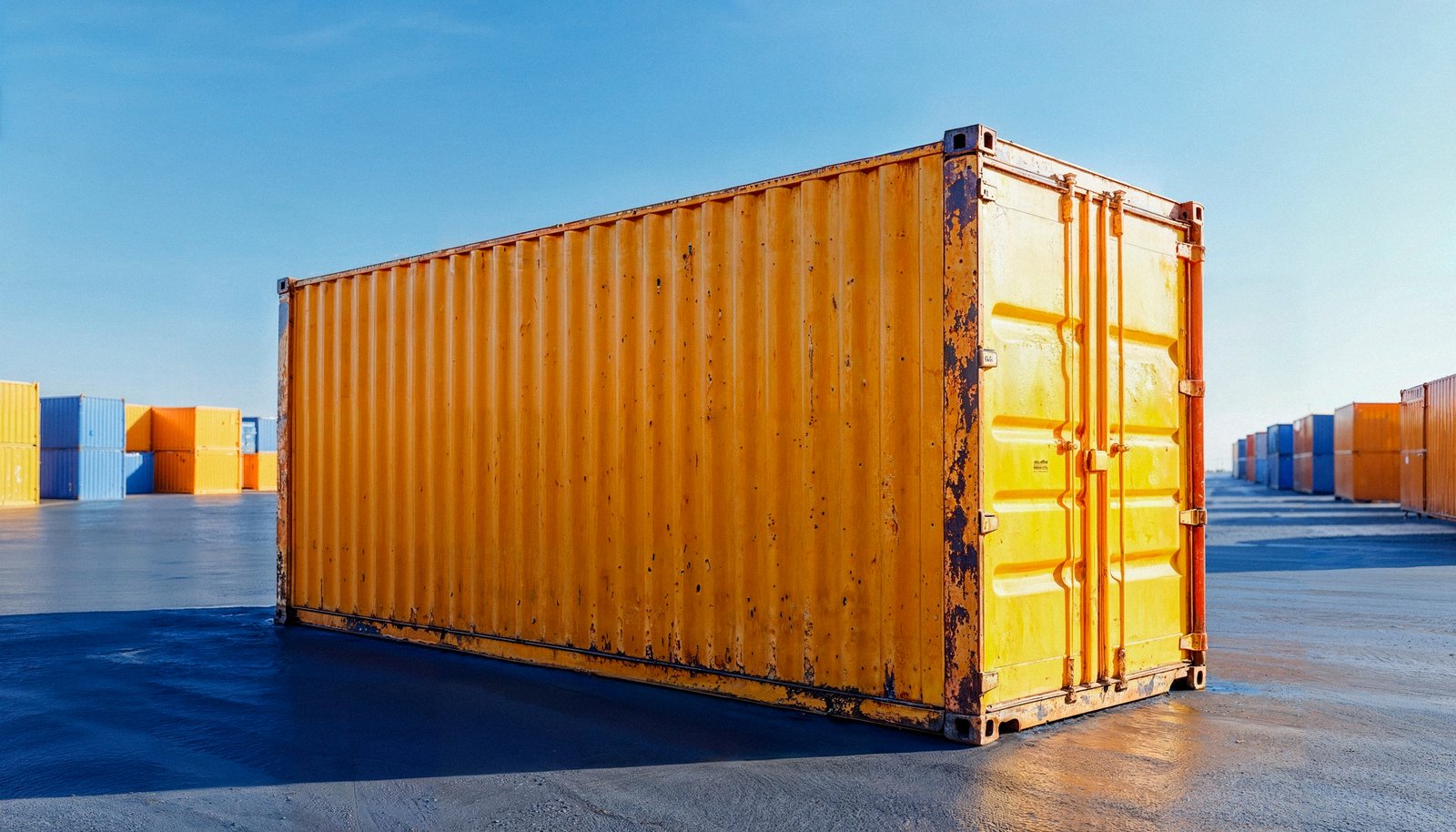20-Fuß-Seecontainer an Lager auf einem europäischen Depot