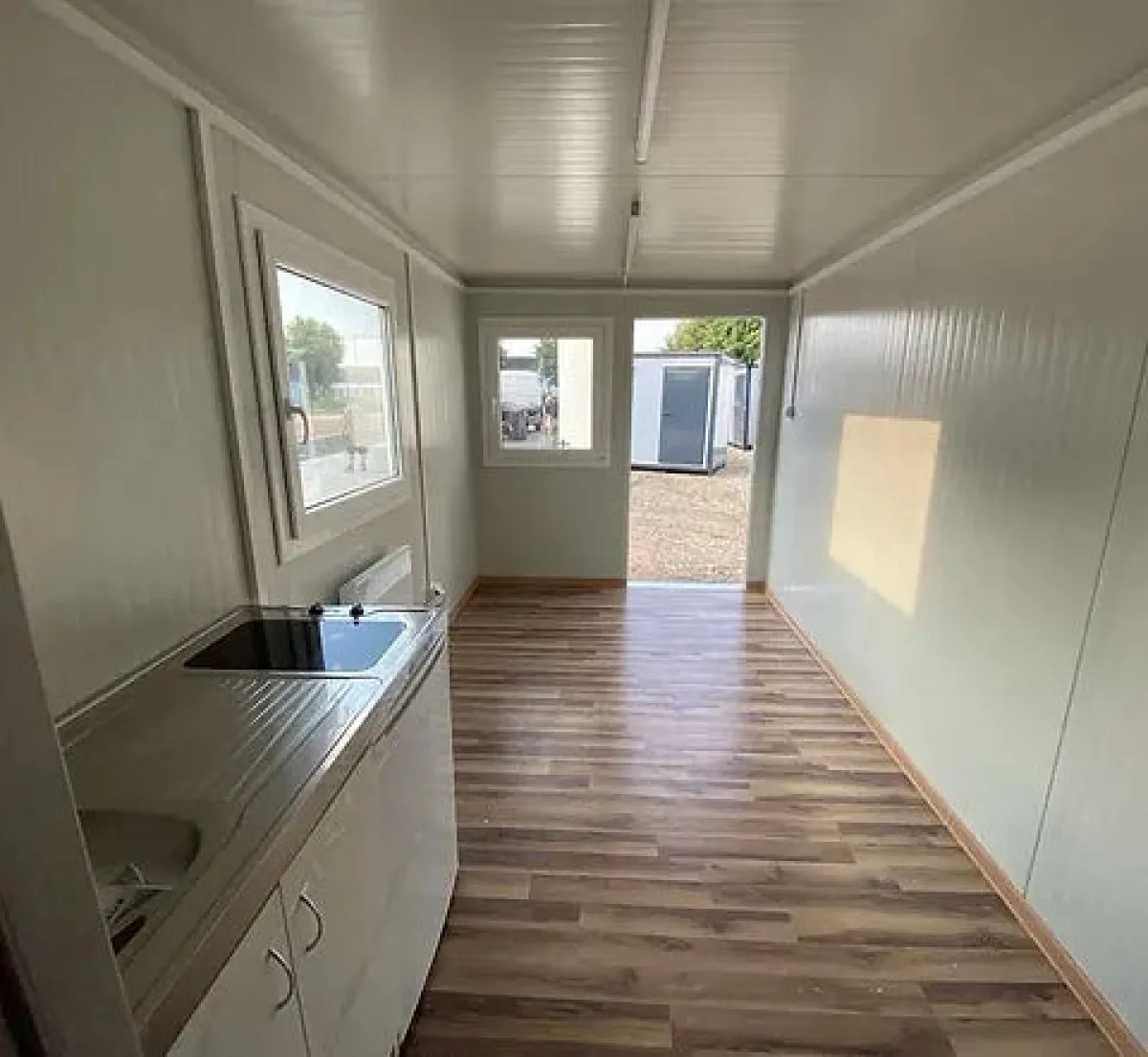 6 × 2.40 m office container, WC + shower + kitchen