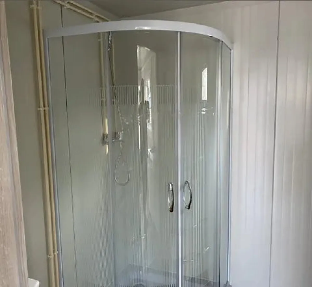 6 × 2.40 m office container, WC + shower + kitchen