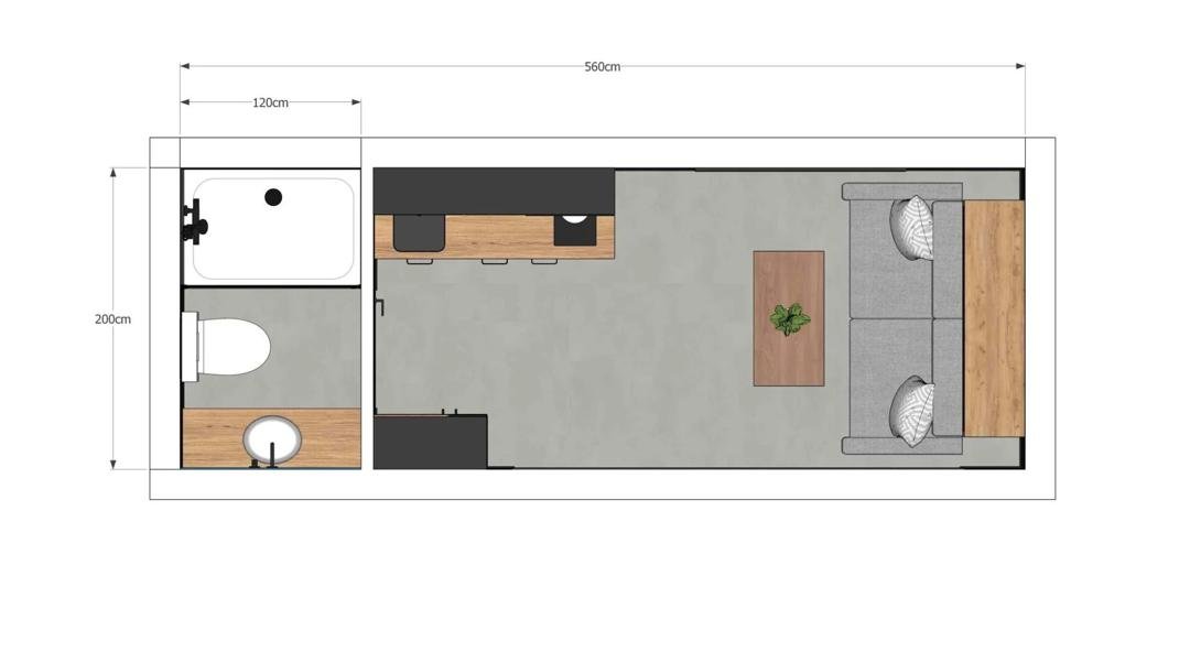 Tiny house modulaire L15 sur container 20' HC