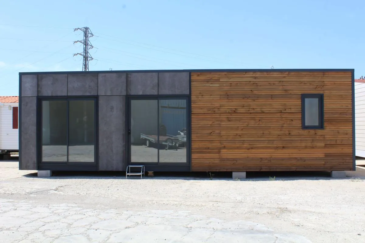 KVIP-module 10,5 × 4 m, open plan, hout en Viroc