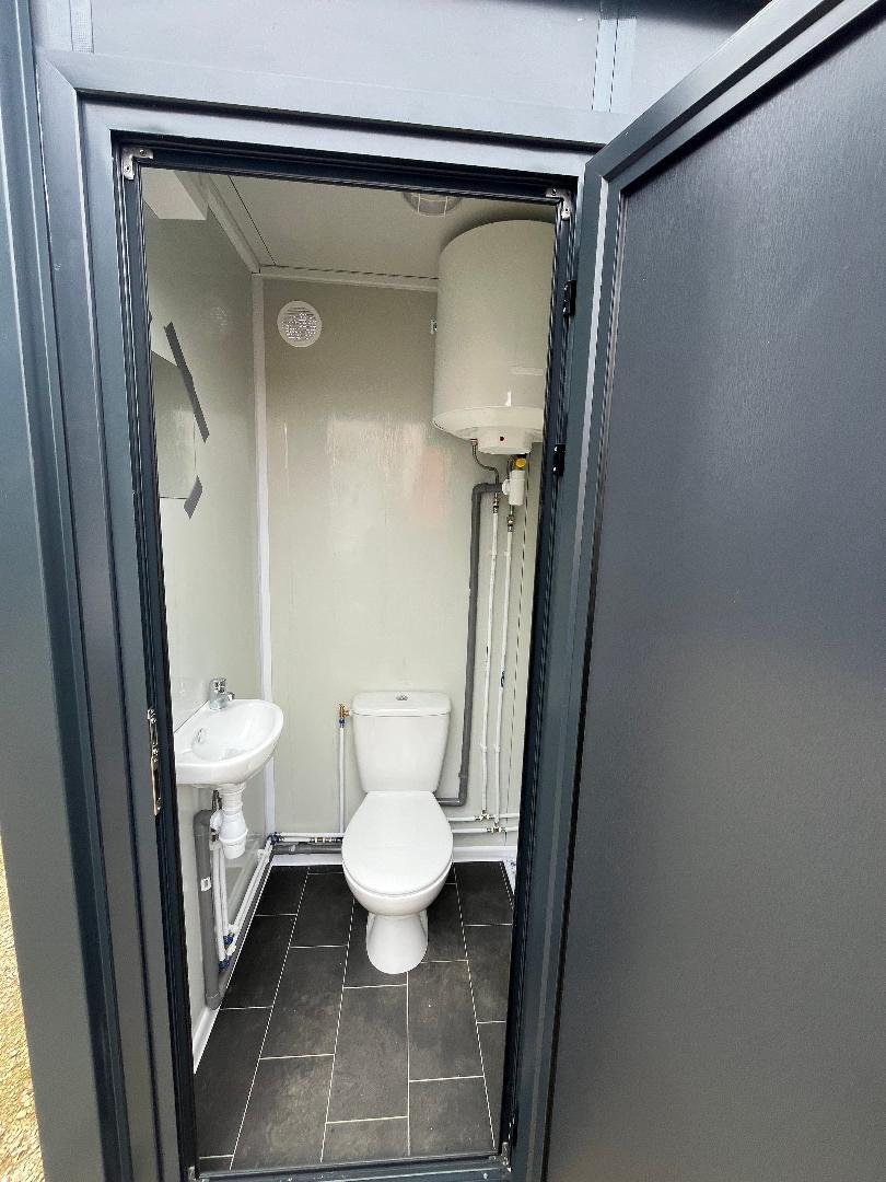 Module sanitaire WC + lavabo + douche raccordable gris