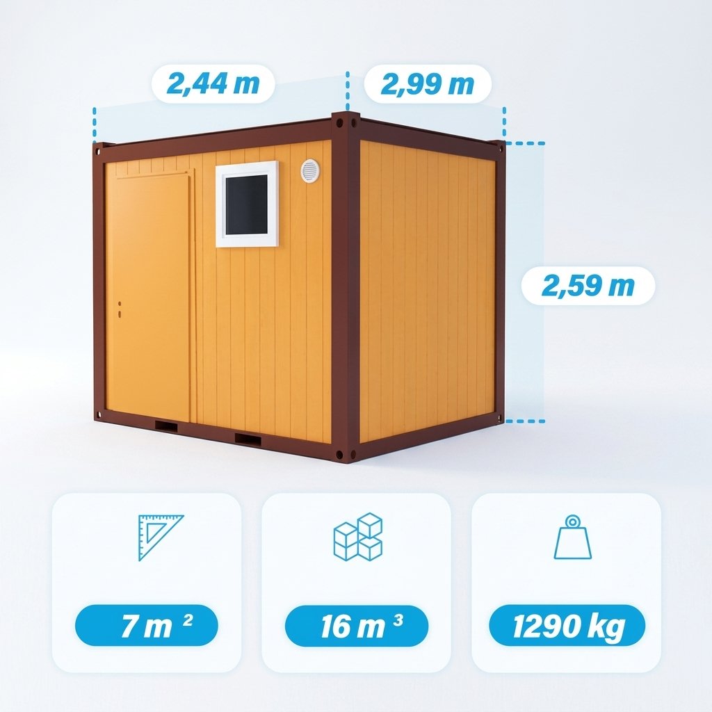 Bloc sanitaire 10 pieds (1 WC, 1 urinoir, 1 douche, 2 lavabos)